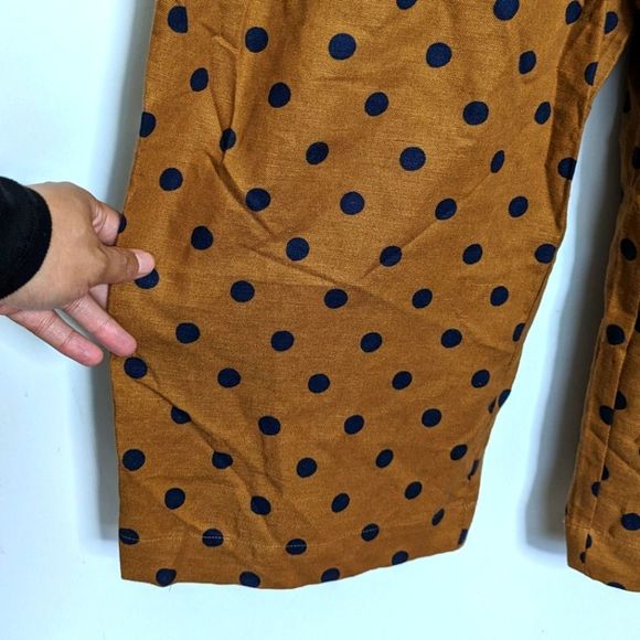 Boden Evie Collar Linen Polka Dot Jumpsuit Brown Navy 16 18 - Picture 9 of 13